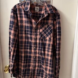 The North Face Coral and Navy Plaid Shirt